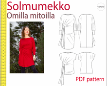 Load image into Gallery viewer, VeNove draped knot dress/tunic PDF sewing pattern custom measurements 
