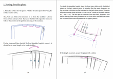Load image into Gallery viewer, Pictures showing the description to the sewing pattern. This is a chapter on how to sew shoulder pleats in the wrap dress. Text in English illustrated with technical pictures. 