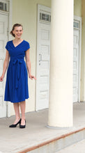 Load image into Gallery viewer, VeNove Blue wrap dress with kimono sleeves
